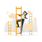 Illustration of a man climbing a ladder with conviction