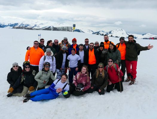 Una foto di tutto il team scattata sulle Alpi