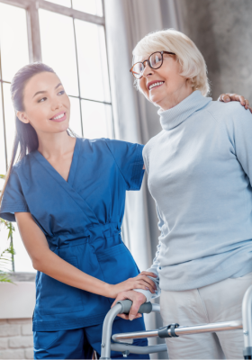 female-asian-nurse-helping-senior-woman-walk-with-walker-home 1